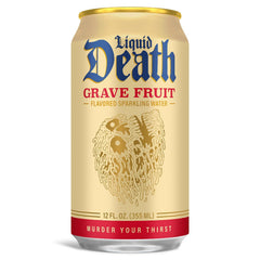 Liquid Death Soda-Flavored Sparkling Water - Grave Fruit (Grapefruit Flavor), Less Sugar*, Huge Flavor, No Caffeine, No Artificial Sweeteners, 12 Fl Oz (Pack of 12)