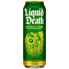 Liquid Death Soda-Flavored Sparkling Water - Severed Lime (Classic Lime Soda), Less Sugar*, Huge Flavor, No Artificial Sweeteners, King Size 19.2 Fl Oz (Pack of 12)