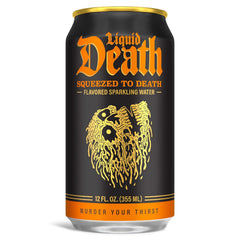 Liquid Death Soda-Flavored Sparkling Water - Squeezed To Death (Classic Orange Soda), Less Sugar*, Huge Flavor, No Caffeine, No Artificial Sweeteners, 12 Fl Oz (Pack of 12)