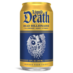 Liquid Death Iced Tea - Dead Billionaire (Black Tea/Lemonade), Less Sugar*, Boost of Caffeine, B Vitamins, No Artificial Sweeteners, 12 Fl Oz (Pack of 12)