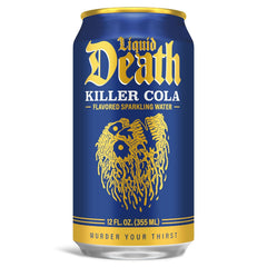 Liquid Death Soda-Flavored Sparkling Water - Killer Cola, Less Sugar*, Huge Flavor, No Caffeine, No Artificial Sweeteners, 12 Fl Oz (Pack of 12)